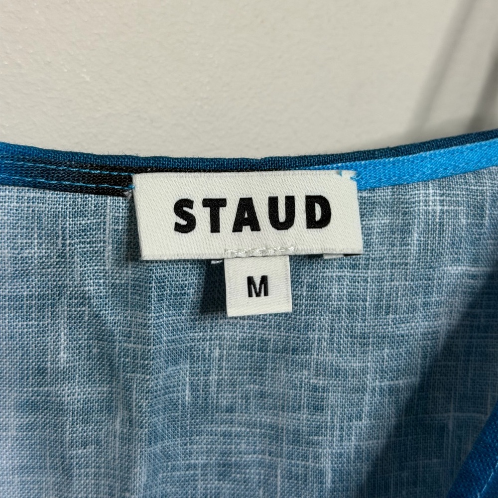 STAUD Laura Linen Dress Blue Haze - Picture 6 of 9